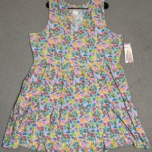 Stella Parker dress 2X Multicolour Sleeveless Floral New NWT 100% Rayon V-neck